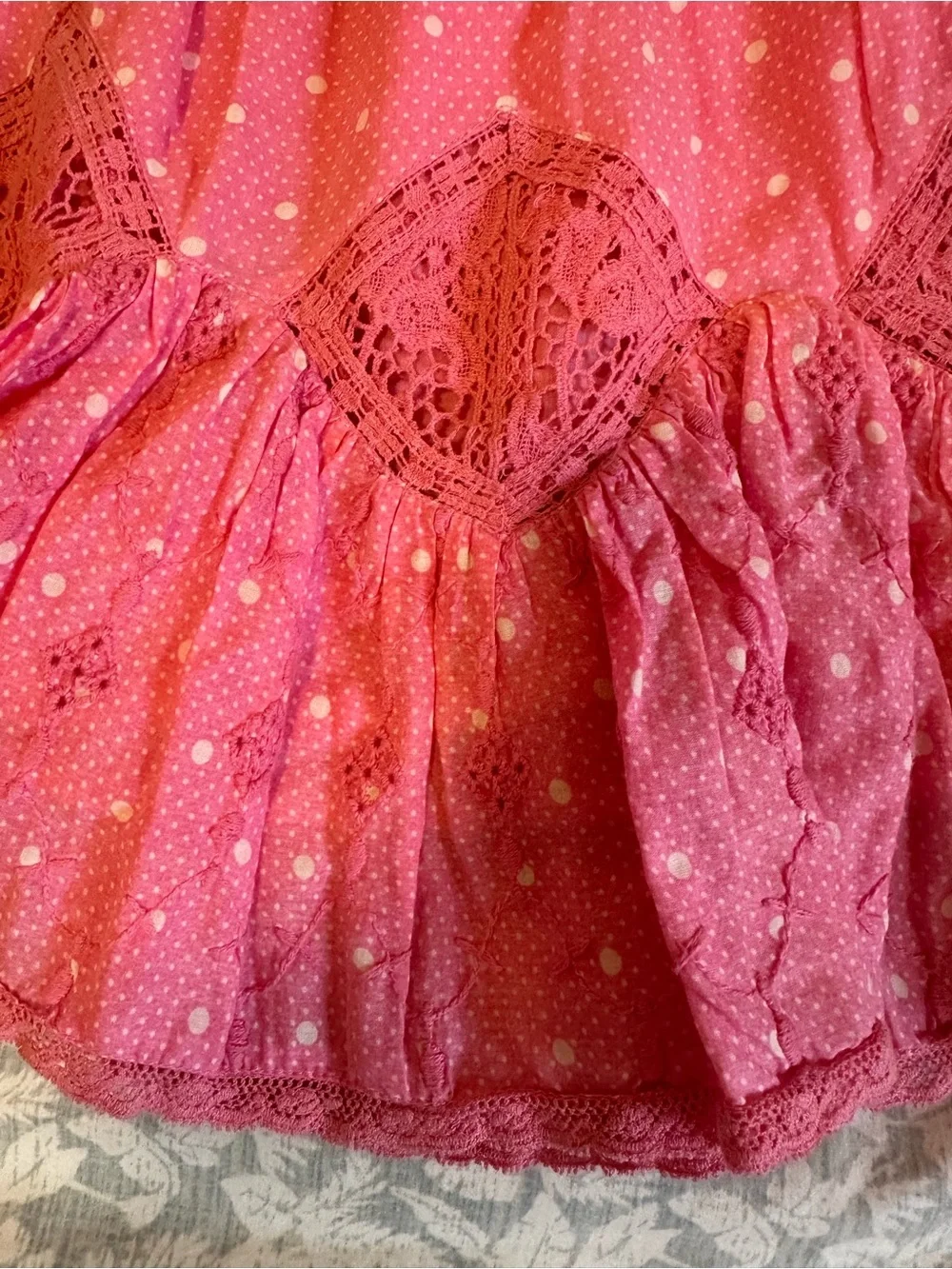 LoveShackFancy Pink Ruffle Mini Skirt size small